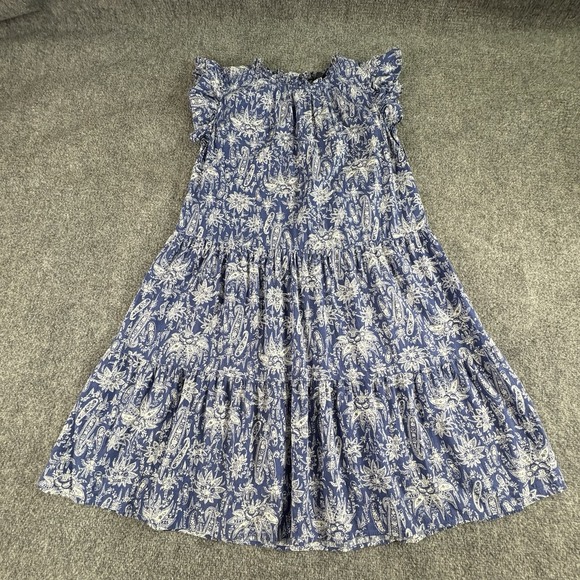 Ann Taylor Dress Women L Blue Floral Boho Cottagecore Romantic‎ Feminine Fairy - Picture 6 of 15